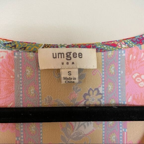 Umgee-floral Tie Front Button Down Short Sleeve (Small) - Picture 6 of 6